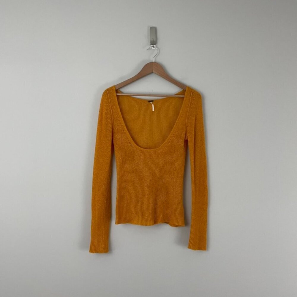 Free People Scoop Neck Lightweight Wool Blend Knit Sweater Size Small
